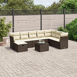 vidaXL Salon de jardin avec coussins 9 pcs marron résine tressée