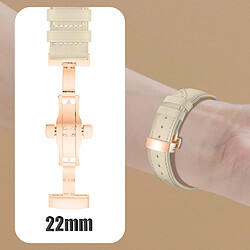 Avizar Bracelet pour Galaxy Watch 5 / 5 Pro / 4 Cuir véritable Boucle Papillon beige pas cher