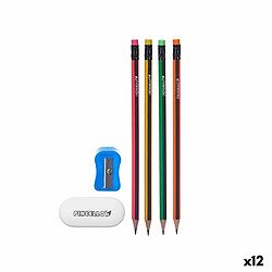 Pincello Ensemble de Crayons Taille-crayon Gomme (12 Unités)