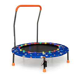 Helloshop26 Trampoline pour enfants diamètre 92cm lumineux avec poignée amovible charge 25 kg pour sports de saut intérieur extérieur bleu 20_0009617