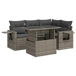 vidaXL Salon de jardin 5 pcs avec coussins gris résine tressée