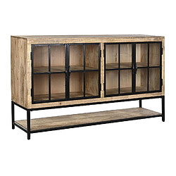 Pegane Buffet, meuble de rangement en bois coloris naturel et métal noir - Longueur 170 x Profondeur 45 x hauteur 100 cm pas cher