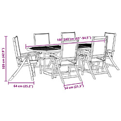 vidaXL Ensemble à Manger de jardin 7pcs bois d'acacia solide textilène pas cher
