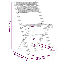 vidaXL Chaises de bistrot lot de 2 noir bois d'acacia et corde pas cher