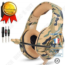 Tech Discount TD® Casque Gaming PS4 Xbox One S Camouflage Casque Gamer avec Micro Anti Bruit Stéréo Basse Contrôle du Volume Microphone Réglable