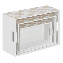 Avis BigBuy Home Set de boîtes décoratives Blanc Naturel Bois de paulownia 44 x 31 x 18 cm (3 Pièces)