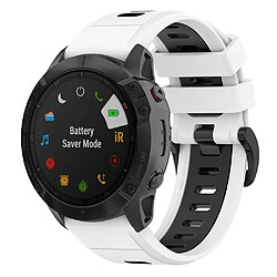 Bracelet en silicone rangée simple de trous, bicolore, fermeture rapide, 20mm, blanc/noir pour votre Garmin Fenix 7S