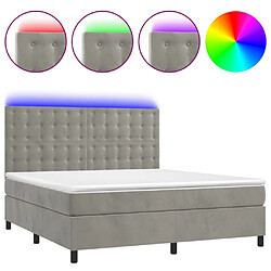 vidaXL Sommier à lattes de lit matelas et LED Gris clair 160x200 cm