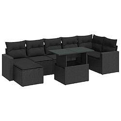 vidaXL Salon de jardin 8 pcs avec coussins noir résine tressée