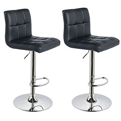 Decoshop26 Lot de 2 tabourets de bar avec dossier synthétique hauteur réglable noir TDB09067