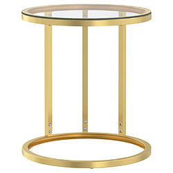 vidaXL Table d'appoint Doré et transparent 45 cm Verre trempé