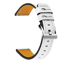 Bracelet en cuir véritable 20mm, blanc pour votre Garmin Vivoactive 3/Vivoactive 3 Music/Venu