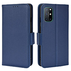 Etui en PU texture litchi, fermoir magnétique, anti-chocs avec support, bleu foncé pour votre OnePlus 8T