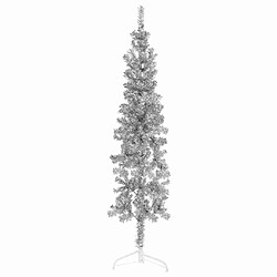 vidaXL Demi sapin de Noël artificiel mince avec support Argenté 120 cm