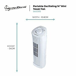 Acheter Ventilateur Mini Tour Portable Oscillant Signature De 14 Po En Blanc-S40005