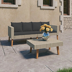 vidaXL Salon de jardin 2 pcs avec coussins Résine tressée Beige