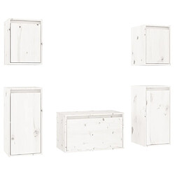 vidaXL Meubles TV 5 pcs Blanc Bois massif de pin