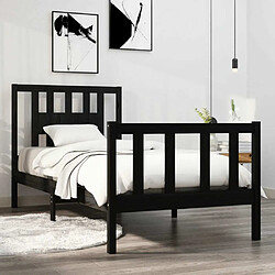 Maison Chic Lit Moderne Chambre - Cadre/structure de lit pour adulte Noir Bois massif 75x190 cm Petit simple -MN75461