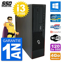 PC Fujitsu Esprimo E910 DT Intel Core i3-2100 RAM 4Go SSD 120Go Windows 10 Wifi - Occasion