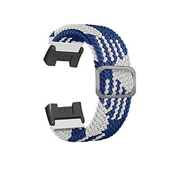 Bracelet en nylon tressé, élastique avec connecteur, bleu/blanc pour votre Xiaomi Redmi Watch 2