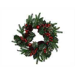 Couronne de Noël Romimex Rouge Vert Doré Polyéthylène Pomme de pin Boules de Noël 45 x 45 x 45 cm