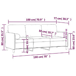 vidaXL Canapé 3 places avec oreillers bordeaux 180 cm velours pas cher