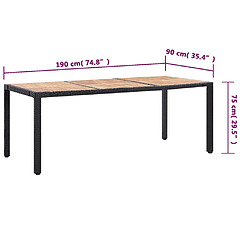 vidaXL Ensemble à manger d'extérieur 9pcs coussins résine tressée noir pas cher