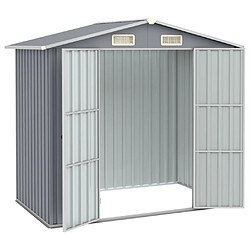 Helloshop26 Abri de jardin cabane cabanon maison de stockage remise extérieur hangar outils robuste 205 x 129 x 183 cm acier galvanisé gris 02_0022232