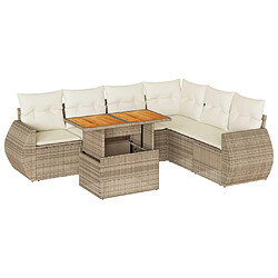 vidaXL Salon de jardin avec coussins 7 pcs beige résine tressée