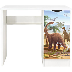 Leomark Bureau blanc avec étagère Roma /motif Dinosaures/