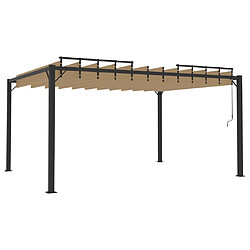 Acheter vidaXL Tonnelle avec toit à persienne 3x4 m Taupe Tissu et aluminium