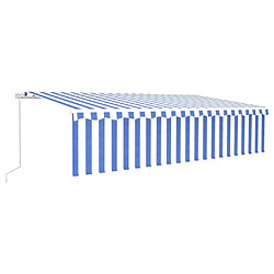 Maison Chic Auvent manuel rétractable avec store | store extérieurs de porte | Marquise Brise-soleil 6x3 m Bleu et blanc -GKD65853