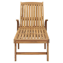 Acheter Helloshop26 Transat chaise longue bain de soleil lit de jardin terrasse meuble d'extérieur bois de teck solide 02_0012713