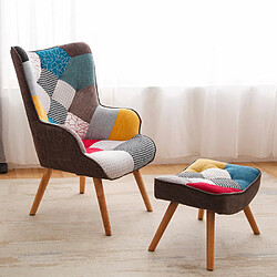 Avis Ahd Amazing Home Design Fauteuil Patchwork Design Moderne avec pouf Repose-pieds Patchy Plus