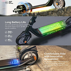 Atomi Alpha Scooter électrique pliant Pneus 9 pouces Moteur 350 W (pic 650 W) Contrôle par application - Noir pas cher