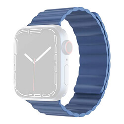 Bracelet en silicone MUTURAL sangles réglables, anti-sueur, magnétique, bleu pour votre Apple Watch Series 7 45mm/6/5/4/SE 44mm/3/2/1 42mm