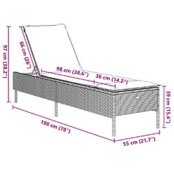 vidaXL Chaise longue avec coussin gris résine tressée pas cher