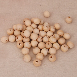 Acheter 50pcs Perles En Bois D'artisanat Peints 14mm Bijoux Naturels Faire Des Constatations Diy