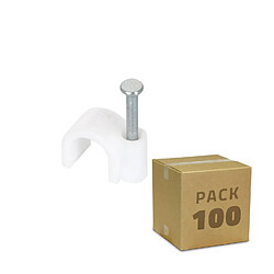 Ledkia Pack de 100 Attaches Fixation Câble Blanc 7 mm