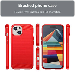 Htdmobiles Coque pour Apple iPhone 15 - housse etui silicone gel carbone + verre trempe - ROUGE