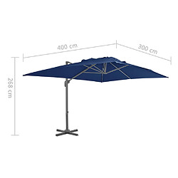 vidaXL Parasol de jardin en porte-à-faux et mât en aluminium bleu azur pas cher