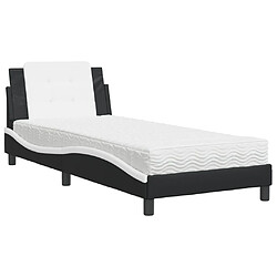 Vidaxl Lit avec matelas noir et blanc 90x200 cm similicuir