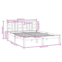 vidaXL Cadre de lit sans matelas noir 140x190 cm bois massif pas cher