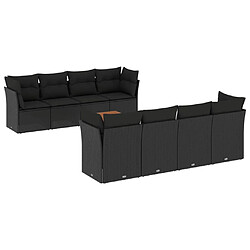 Maison Chic Salon de jardin 9 pcs avec coussins | Ensemble de Table et chaises | Mobilier d'Extérieur noir résine tressée -GKD34111