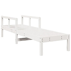 Maison Chic Chaise longue - Transat - Bain de Soleil blanc 199,5x62x55 cm bois massif de pin