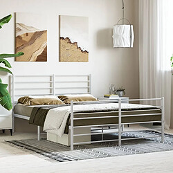 Avis Maison Chic Lit adulte - Lit simple Cadre de lit métal avec tête de lit/pied de lit,Structure du lit Contemporain pour chambre blanc 140x190cm -MN27804