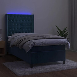 Avis Maison Chic Lit adulte- Lit + matelas + LED,Sommier à lattes de lit matelas LED Bleu foncé 90x200cm Velours -GKD56536