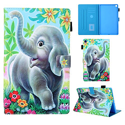 Etui en PU impression de modèle avec porte-carte l'éléphant pour votre Samsung Galaxy Tab A 10.1 (2019) T510 T515