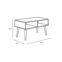 Avis Alter Table basse de salon, Table porte-revues avec 2 étagères et pieds, style scandinave, 55x90h55 cm, couleur érable