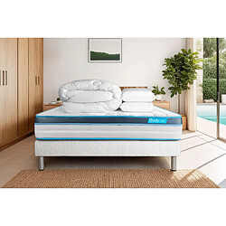 Bodycare Pack 140x200 matelas BodyFit + sommier kit blanc + Couette 240x220cm + 2 oreillers 60x40cm